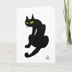 BLACK CAT HALLOWEEN PARTY CARD