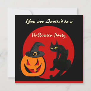 BLACK CAT HALLOWEEN PARTY INVITATION