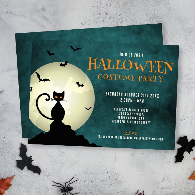 Black Cat Halloween Party Invitation (Creator Uploaded)