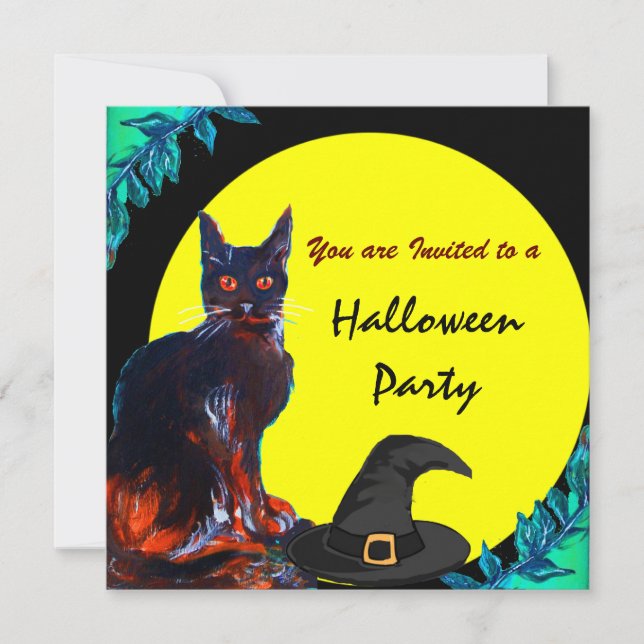 BLACK CAT HALLOWEEN PARTY INVITATION (Front)