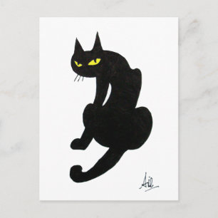 BLACK CAT HALLOWEEN PARTY POSTCARD