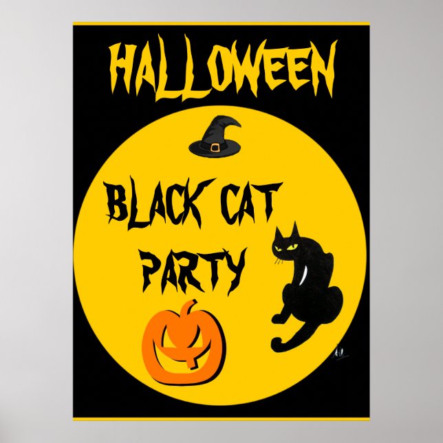BLACK CAT HALLOWEEN PARTY POSTER (Front)