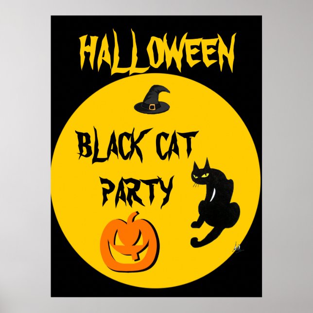 BLACK CAT HALLOWEEN PARTY POSTER (Front)