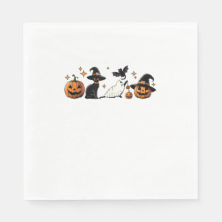 Black Cat Halloween Pumpkin Boo Ghost Witch Spooky Napkin