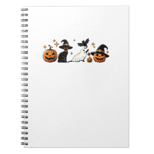 Black Cat Halloween Pumpkin Boo Ghost Witch Spooky Notebook