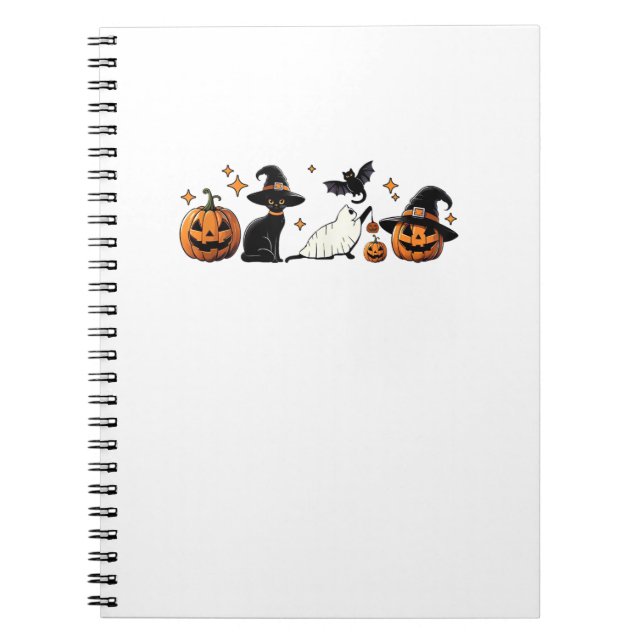 Black Cat Halloween Pumpkin Boo Ghost Witch Spooky Notebook (Front)