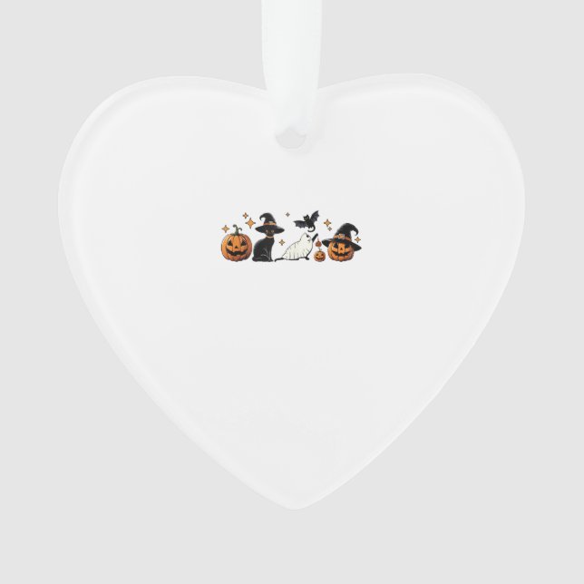 Black Cat Halloween Pumpkin Boo Ghost Witch Spooky Ornament (Front)