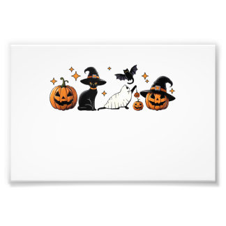 Black Cat Halloween Pumpkin Boo Ghost Witch Spooky Photo Print