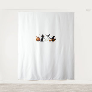 Black Cat Halloween Pumpkin Boo Ghost Witch Spooky Tapestry