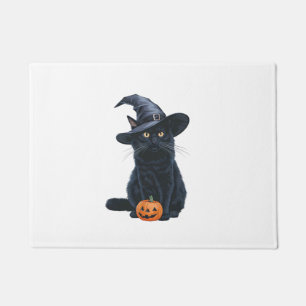 Black Cat Halloween Pumpkin Costume For Women Men Doormat