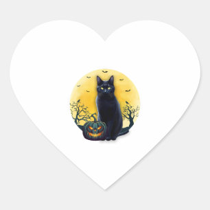 Black Cat Halloween Pumpkin Costume For Women Men Heart Sticker