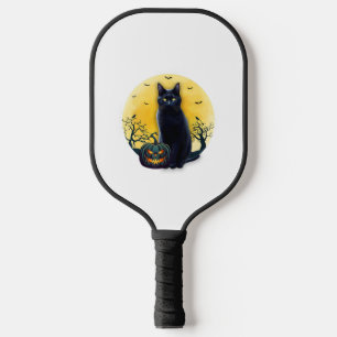 Black Cat Halloween Pumpkin Costume For Women Men Pickleball Paddle