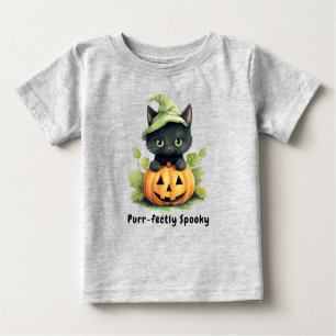 Black Cat Halloween Pumpkin Cute Spooky  Baby T-Shirt