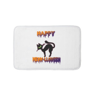 Black Cat Halloween Pumpkin Halloween Bath Mat