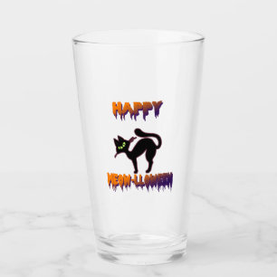 Black Cat Halloween Pumpkin Halloween Glass