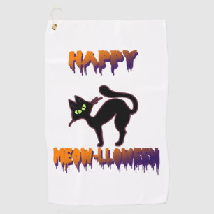Black Cat Halloween Pumpkin Halloween Golf Towel