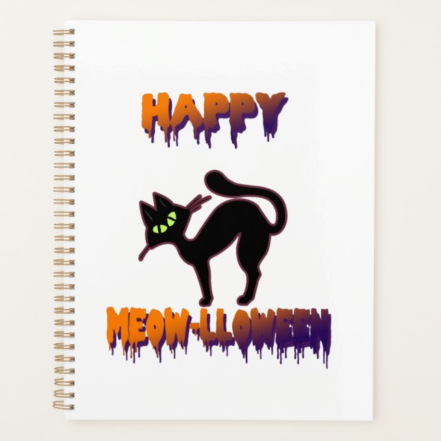 Black Cat Halloween Pumpkin Halloween Planner (Front)
