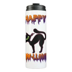 Black Cat Halloween Pumpkin Halloween Thermal Tumbler