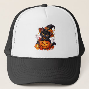 Black Cat Halloween Pumpkin Hat