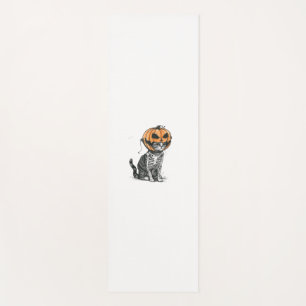 Black Cat Halloween Pumpkin Head Costume For Women Yoga Mat