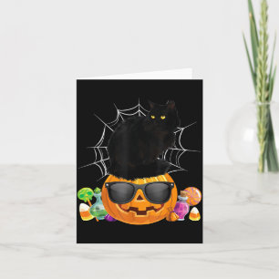 Black Cat Halloween Pumpkin Jack O Lantern Cat Card