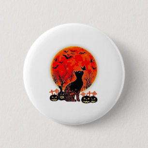 Black Cat Halloween Pumpkin Moon Spooy 6 Cm Round Badge