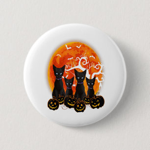 Black Cat Halloween Scary Pumpkins Moon Black Cat 6 Cm Round Badge