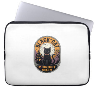 Black Cat Halloween Shirt Vintage Midnight Charm D Laptop Sleeve
