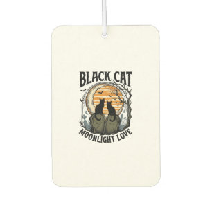 Black Cat Halloween Shirt Vintage Moon Graveyard A Car Air Freshener