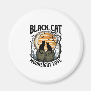 Black Cat Halloween Shirt Vintage Moon Graveyard A Magnet