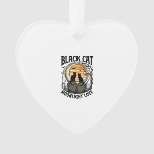 Black Cat Halloween Shirt Vintage Moon Graveyard A Ornament