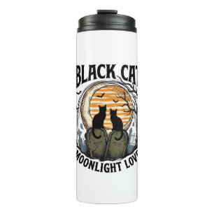 Black Cat Halloween Shirt Vintage Moon Graveyard A Thermal Tumbler