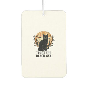 Black Cat Halloween Shirt Vintage Spooky Moon Cat Car Air Freshener