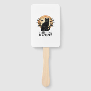 Black Cat Halloween Shirt Vintage Spooky Moon Cat Hand Fan