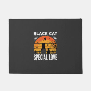 Black Cat Halloween Special Love Gothic Design Doormat