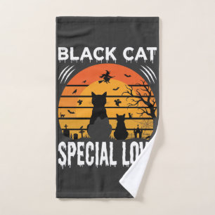 Black Cat Halloween Special Love Gothic Design Hand Towel