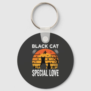 Black Cat Halloween Special Love Gothic Design Key Ring
