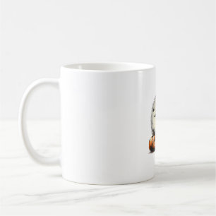 Black Cat Halloween Spooky Moon Artwork Pumpkin Sp Coffee Mug
