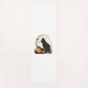 Black Cat Halloween Spooky Moon Artwork Pumpkin Sp Yoga Mat