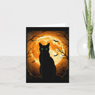 Black Cat Halloween Spooky Moon Cats Lover Men Card