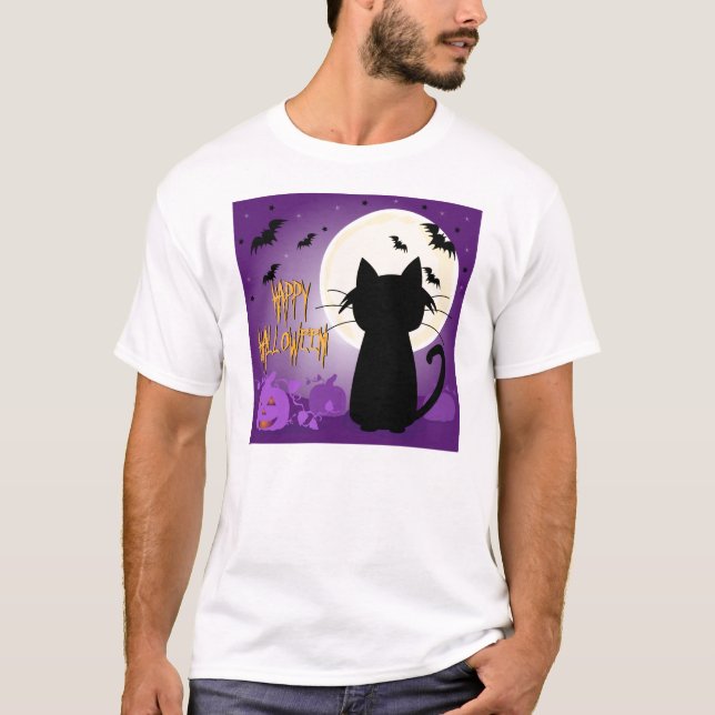 Black Cat Halloween T-Shirt (Front)