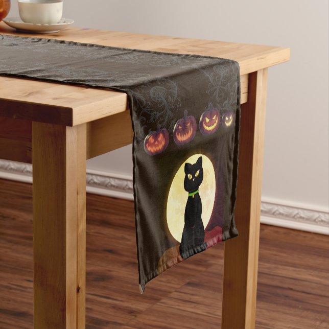 Black Cat Halloween Table Runner (In Situ)