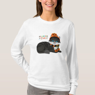 Black Cat Halloween Tee Shirt