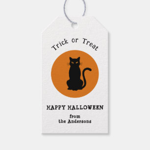 Black Cat Halloween Trick or treat Favour Gift Tag