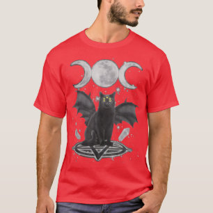 Black Cat Halloween Triple Moon Cat Pagan Witch T-Shirt