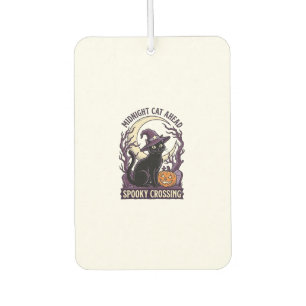 Black Cat Halloween Vintage Engraving Pumpkin Cat Car Air Freshener