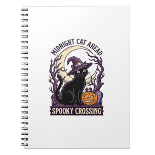 Black Cat Halloween Vintage Engraving Pumpkin Cat  Notebook