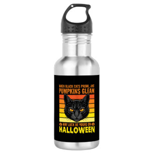 Black Cat Halloween Vintage Pumpkin Graphic 532 Ml Water Bottle