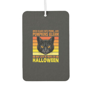 Black Cat Halloween Vintage Pumpkin Graphic Car Air Freshener