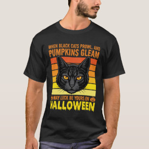 Black Cat Halloween Vintage Pumpkin Graphic T-Shirt